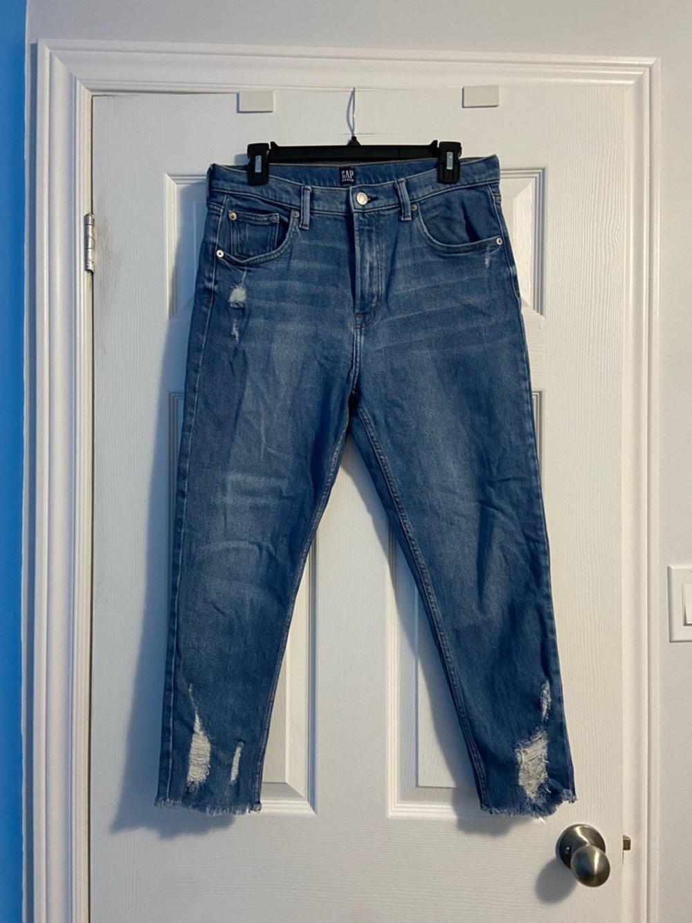 GAP Women’s True Skinny Ankle / Cropped Denim Blue Jeans Distressed Size 30